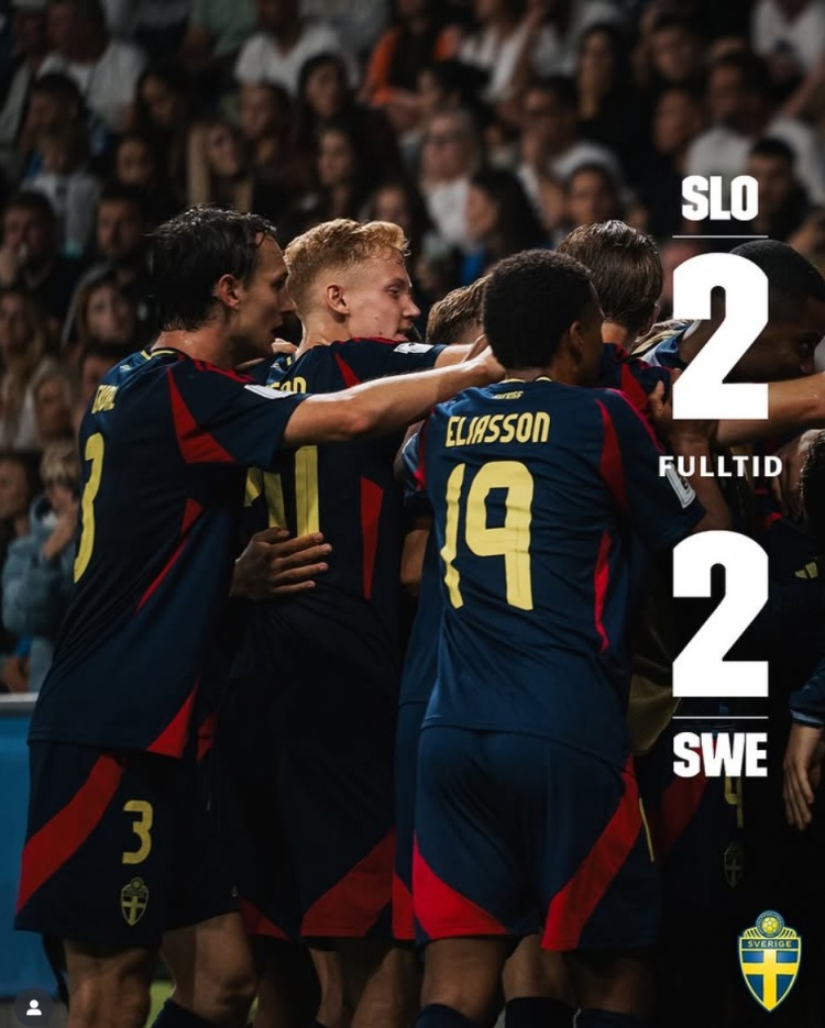 Jiuyou Sports-世预赛：瑞典客场2-2遭斯洛文尼亚绝平，伊兰加破门约克雷斯献助攻